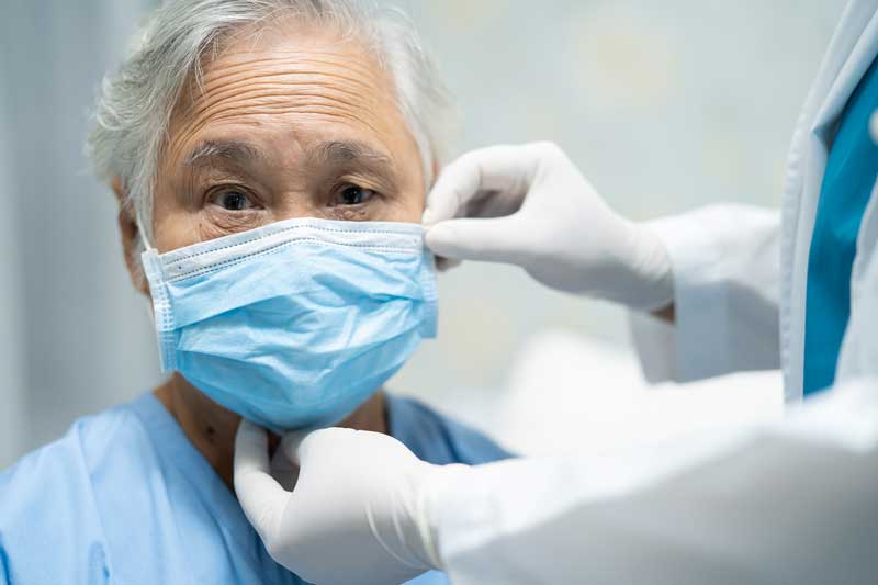 Old Man Wearing Mask To Protect Him From Covid-19